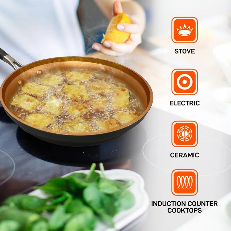 NutriChef 14 - Piece Non-Stick Aluminum Cookware Set