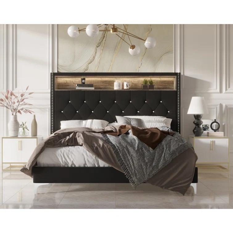 House of Hampton® Upholstered Bookcase Bed