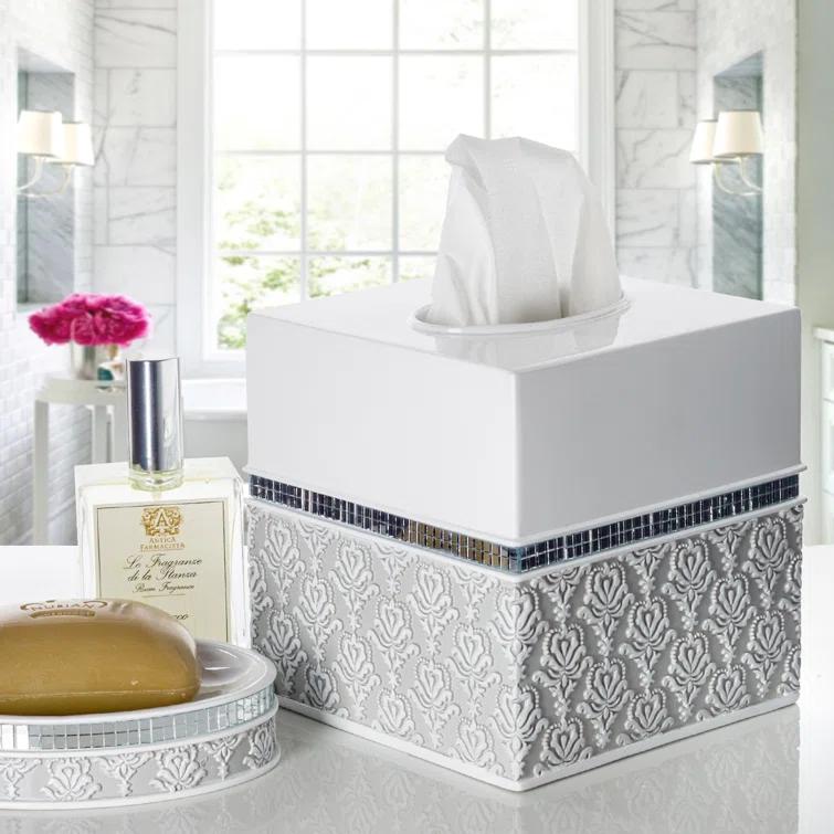 Creative Scents Mirror Damask Tissue Box Cover