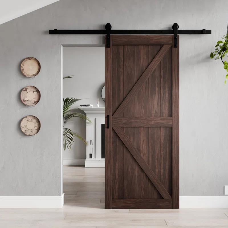 ANZZI ANZZI Heavy Duty Sturdy Wood Single Sliding Barn Door - Solid Core MDF And PVC - Knockdown Design - Hardware Included - Space-Saving Solution