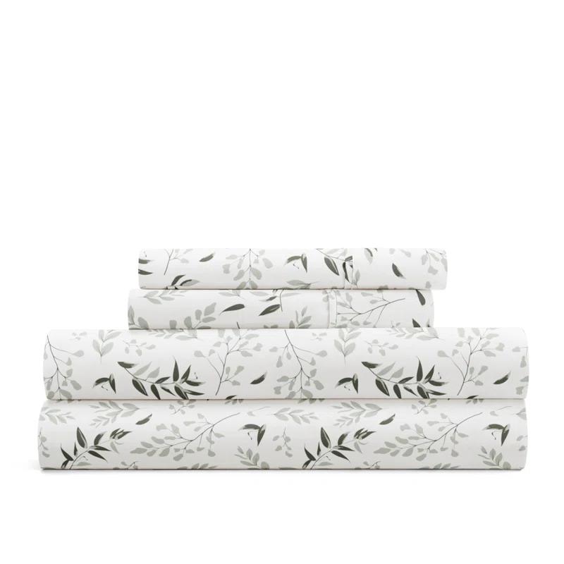 IEnjoy Home 4 Piece Sheet Set Patterned Microfiber Ultra Soft Bedding in Floral Dream