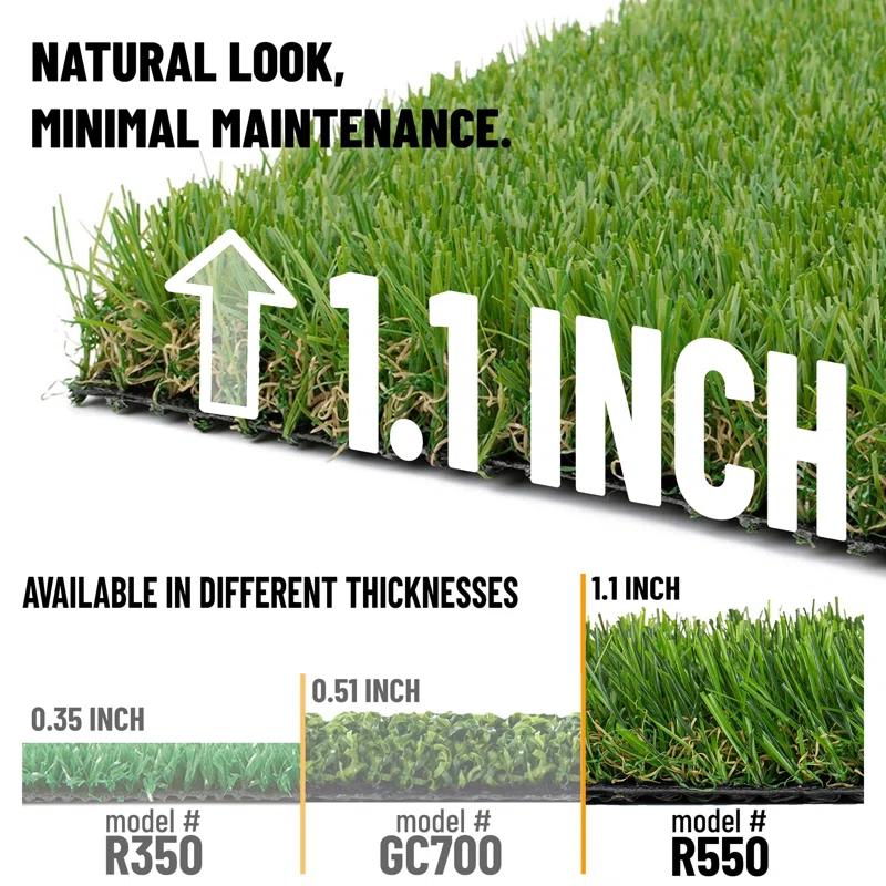 Ottomanson Grass Waterproof Indoor/Outdoor Artificial Grass Turf Rugs and Rolls Customized Size For Balcony, Patios