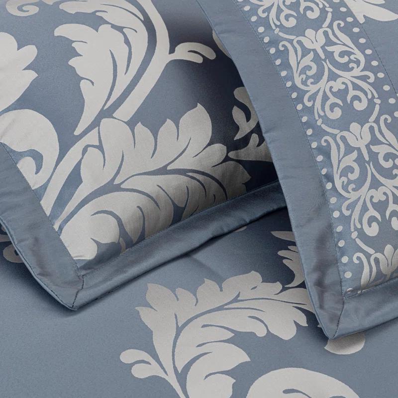 Chezmoi Collection Royale Jacquard Floral 7 Piece Comforter Set