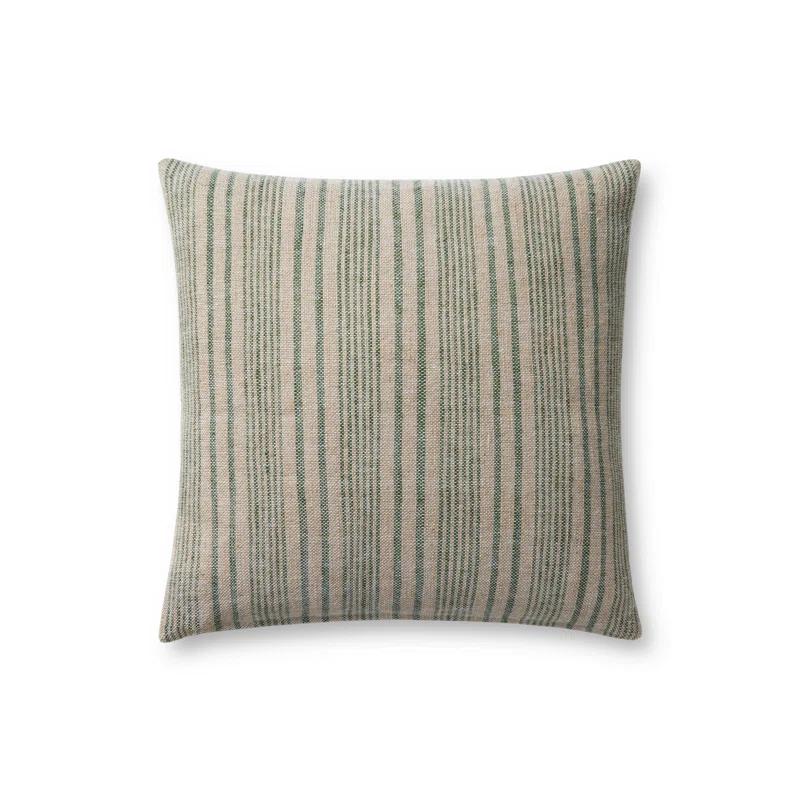 Elaine Pillow by Magnolia Home by Joanna Gaines X Loloi - Sage and Beige / 18" x 18" / Polyester