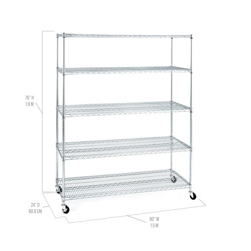 UltraDurable 24" D 5-Tier NSF-Certified Steel Shelving with Wheels