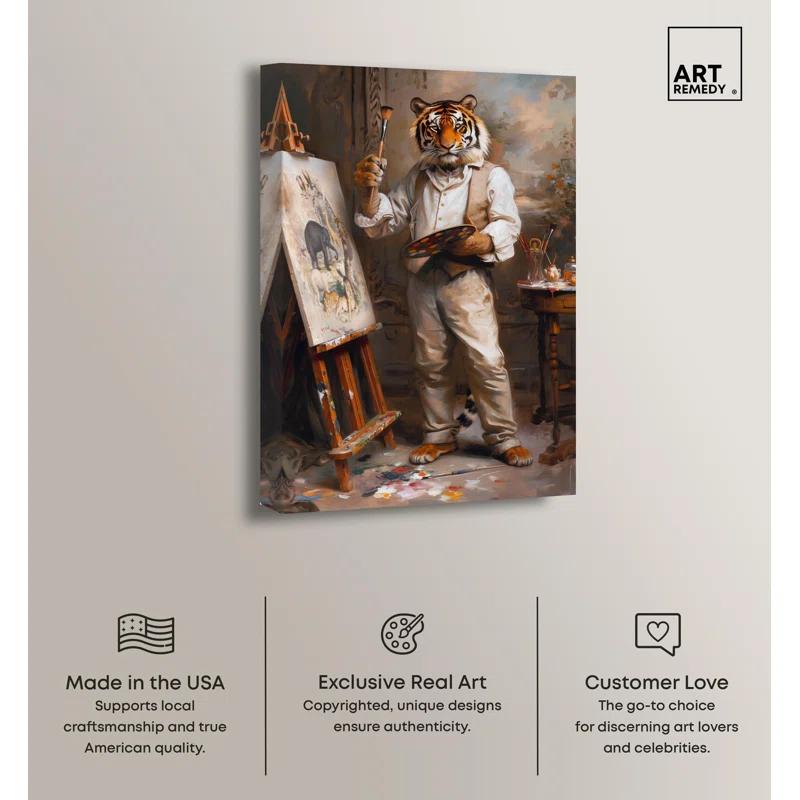 Art Remedy Painterly Tiger Canvas Vintage Portraits by Art Remedy