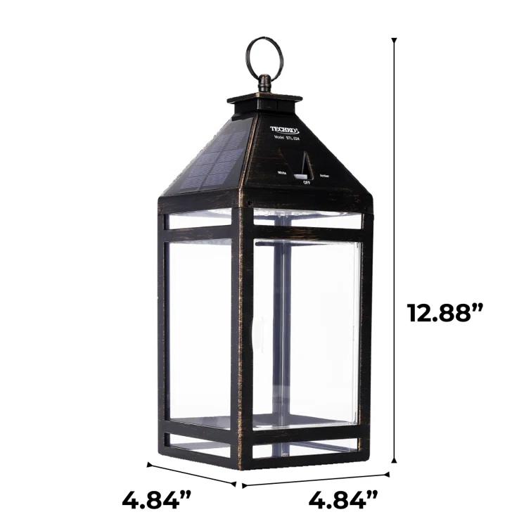 Techko 12.88 Outdoor Vintage Solar LED Lantern with Auto Dawn-to-Dusk Sensor