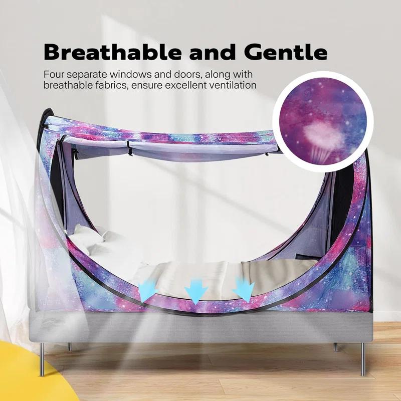 VIVOHOME Polyester Pop-Up Privacy Bed Canopy Twin Size