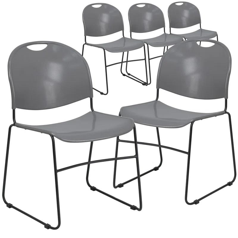 Flash Furniture Gaea 880 lb. Capacity Ultra-Compact Stack Chair with Metal Frame (Set of 5)