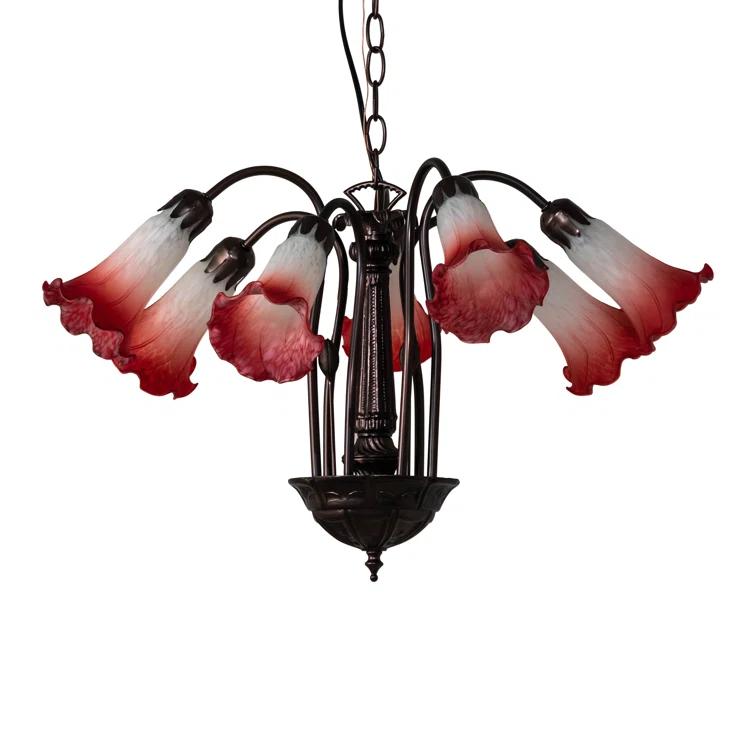 Meyda Tiffany 236538 Tiffany Pond Lily 7 Light 26" Wide Chandelier - MultiColor