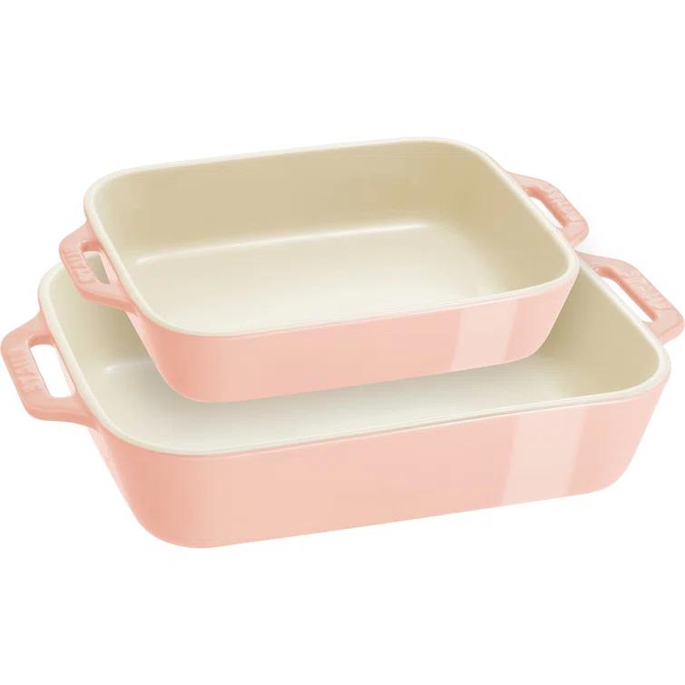 Staub Macaron Pastel Pink Rectangular Bakers, Set of 2