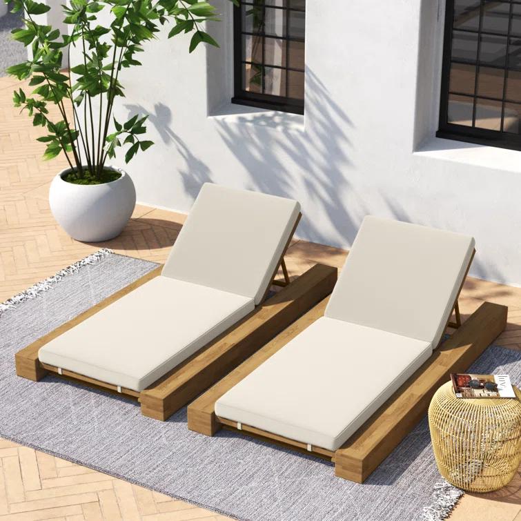 Donnie 39'' Outdoor Acacia Chaise Lounge (Set of 2)