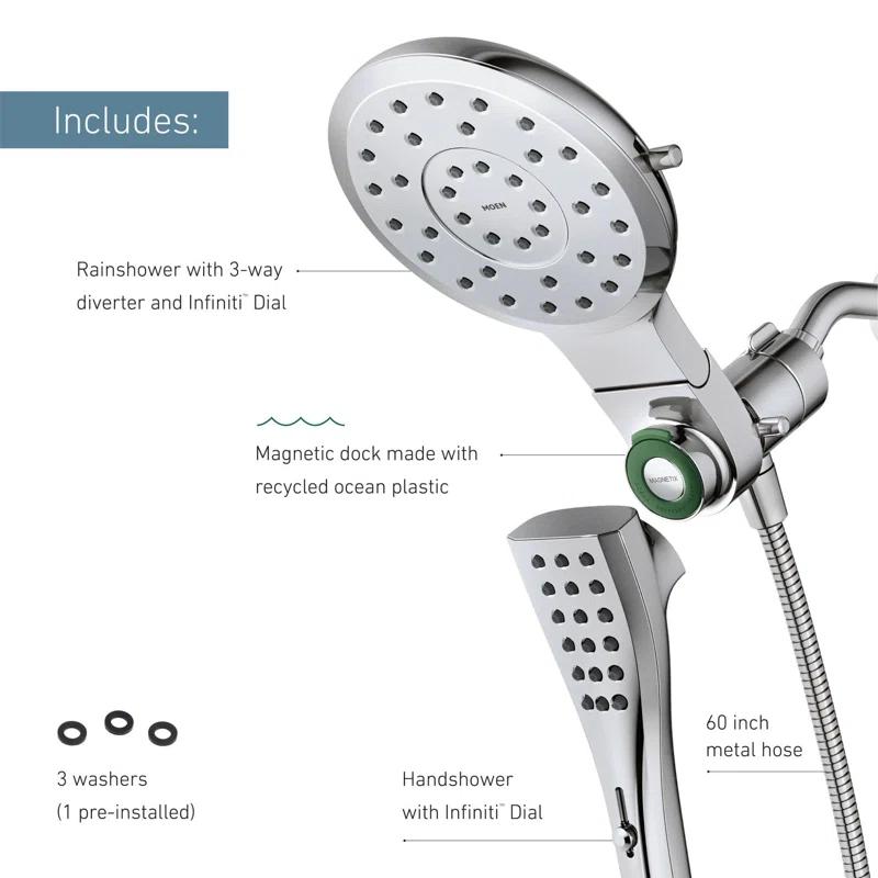 Verso 2.5 GPM Rainshower/Handshower Combination with Infiniti Dial and Magnetix Docking