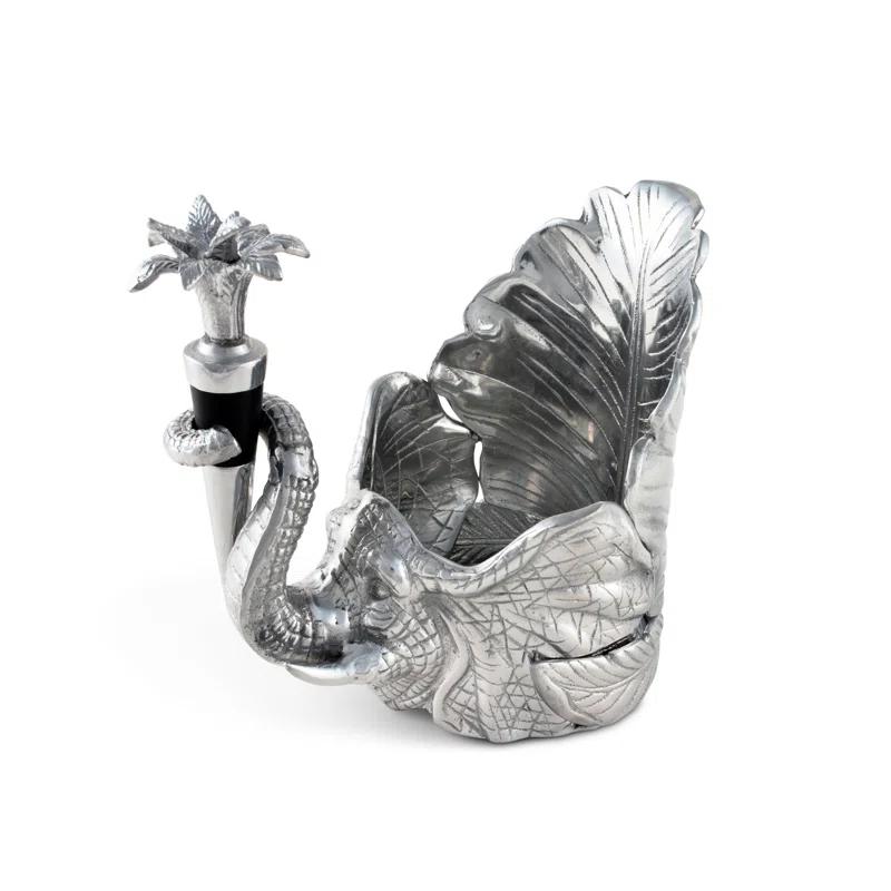 Arthur Court Designs Elephant Wine Caddy and Bottle Stopper