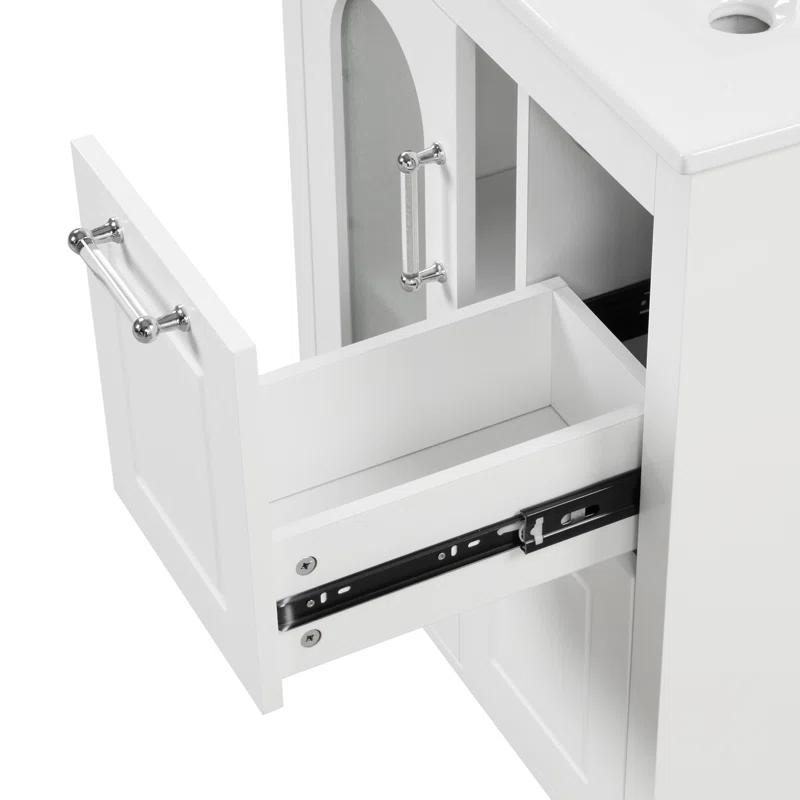 Tryimagine 24" Bathroom Vanity With Sink, Bathroom Vanity Cabinet With Two Drawers And Door, Adjustable Shelf, Solid Wood And MDF
