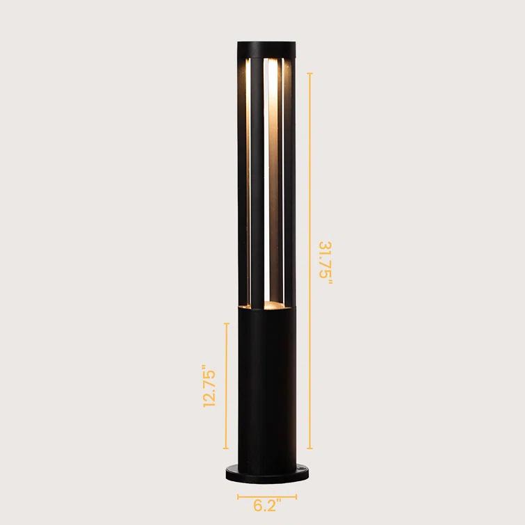Gardenised Black Integrated LED Metal Bollard Light