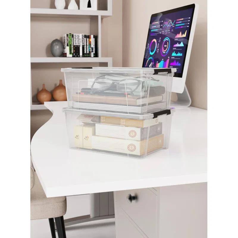 Rebrilliant Clear Storage Latch Bins, 6-Pack Storage Organizer Box With Handle And Lids, 5-Litre