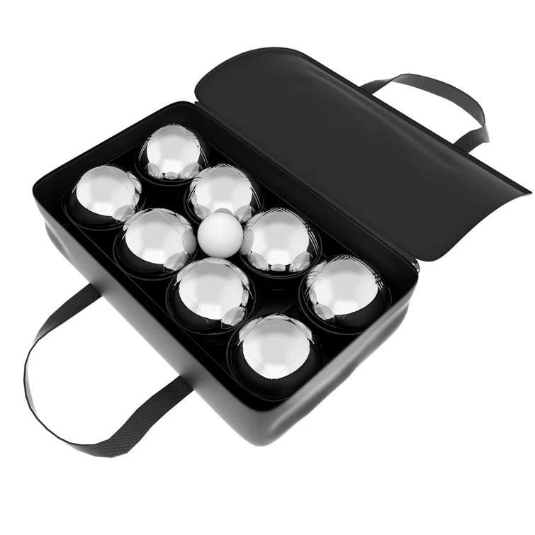 Hey! Play! Bocce Ball Set Lawn Game with 8 Steel Tossing Balls and Carrying Case