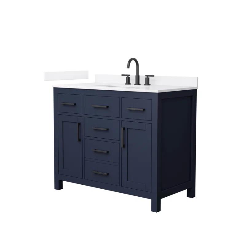 Wyndham Collection Beckett 42" Freestanding Single Bathroom Vanity with Quartz Top