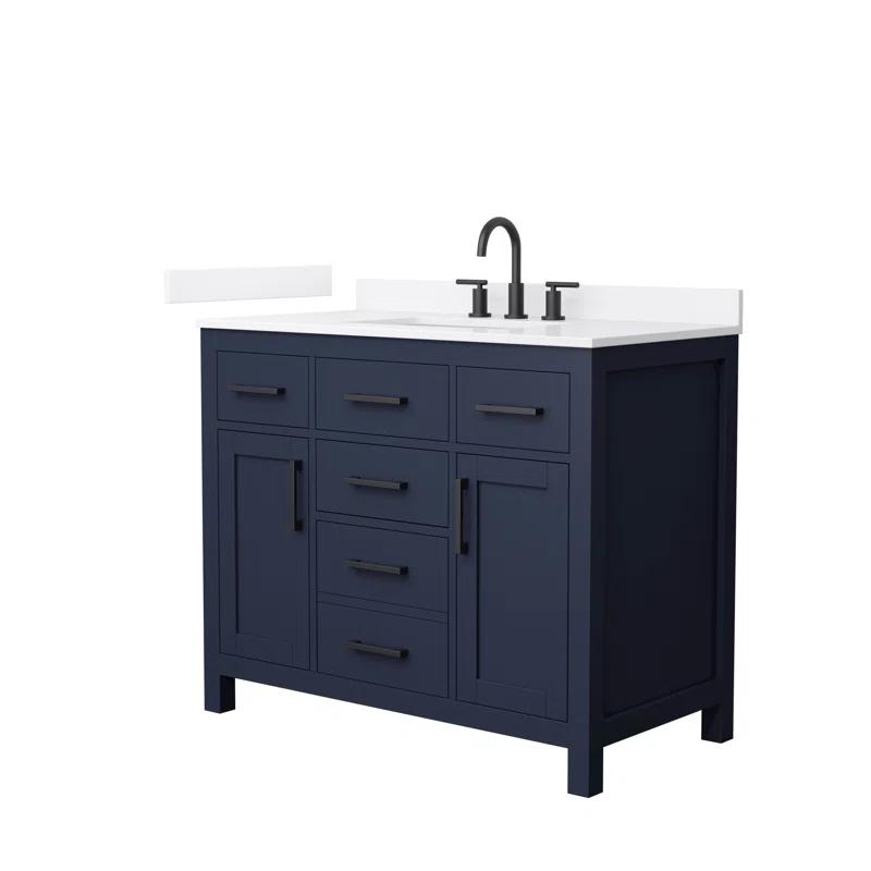 Wyndham Collection Beckett 42" Freestanding Single Bathroom Vanity with Quartz Top