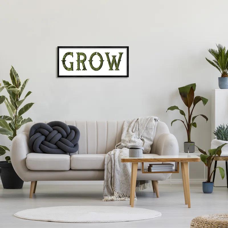 Stupell Industries " Grow Phrase Minimal Text Over Grass Pattern " by Daphne Polselli