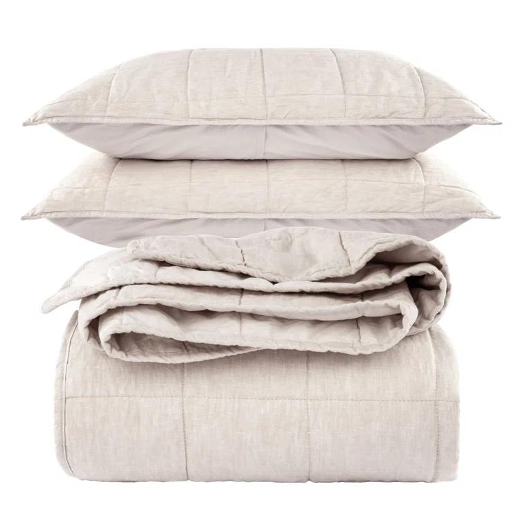 French Linen Box Stitch Quilt & Sham Set