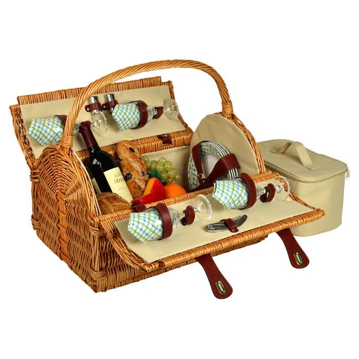 Picnic at Ascot Yorkshire Wicker Picnic Basket , Service for 4