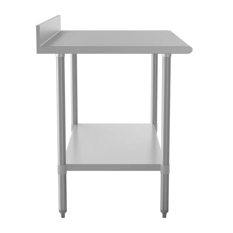 Commercial Stainless Steel Kitchen Prep and Work Table with Shelf and Backsplash