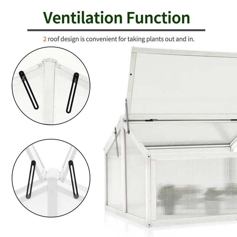 MCombo 35.4" W x 31.5" D Double Box Wooden Greenhouse Cold Frame