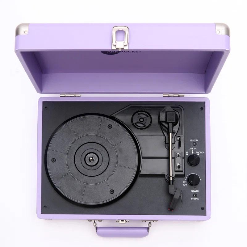 Arkrocket Audio Arkrocket Curiosity Bluetooth Turntable Retro Suitcase 3-Speed Record Player with Built-in Speakers