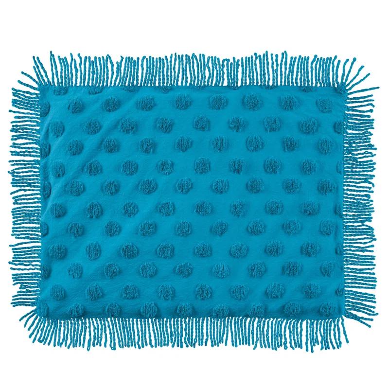 Winston Brands Polka Dot Design Plush Fringe Border Pillow Sham