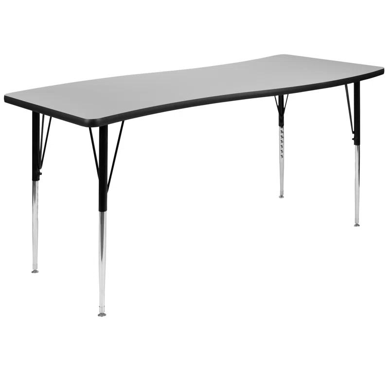 Flash Furniture Goddard 28"W x 47.5"L Rectangular Wave Collaborative Grey Adjustable Height Activity Table