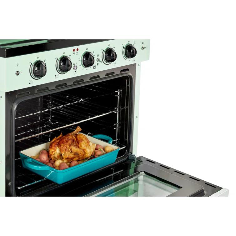 Unique Appliances Classic Retro 30" 5 Element 3.9 cu. ft. Freestanding Electric Glass Top Range with Convection Oven UGP-30CR EC LG