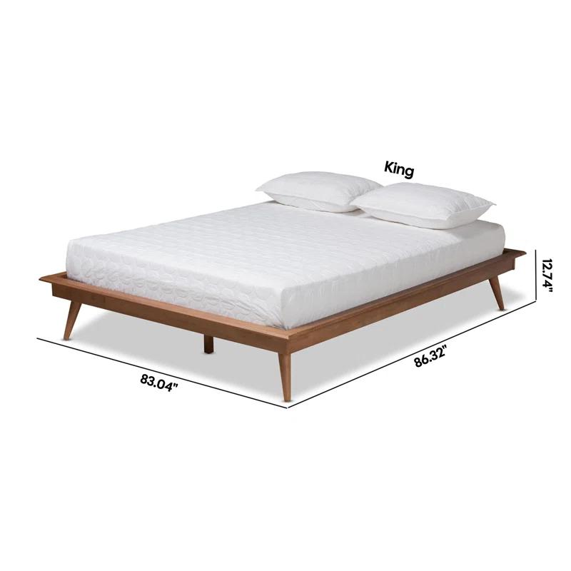 George Oliver Brayden Walnut Brown Finished Wood King Size Platform Bed, 12.74'' H X 83.03'' W X 86.32'' L