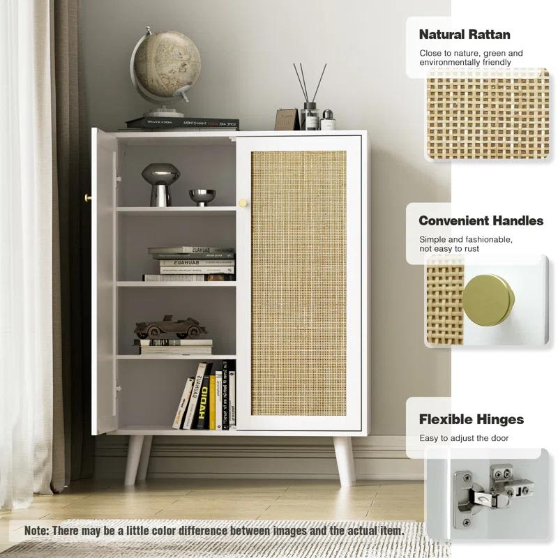 Ahlyssa 44'' Tall 2 - Door Rattan Accent Cabinet with Adjustable Shelves Storage Cabinet