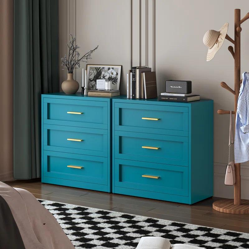 Mercer41 Metal 3 Drawer Dresser For Bedroom