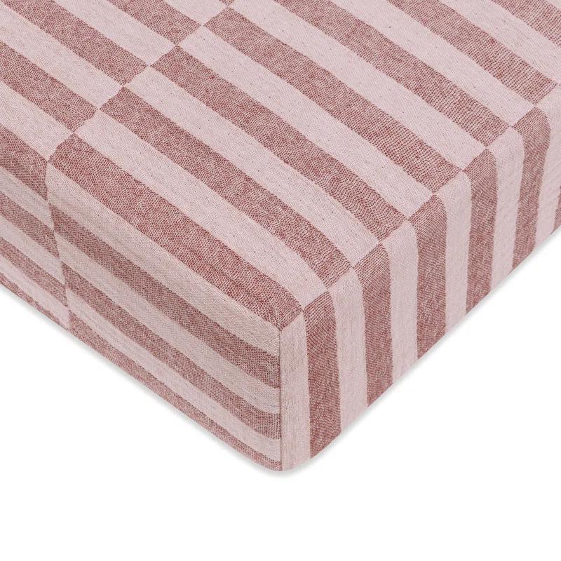 babyletto Maroon Stripe Muslin Crib Sheet