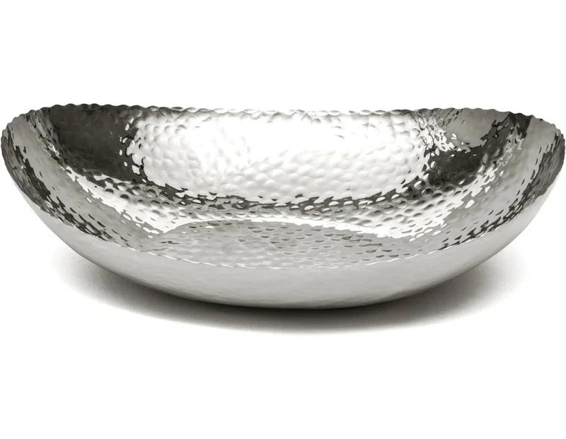 Monarch Abode Hand Hammered Metal Decorative Centerpiece Fruit Bowl for Kitchen Counter, 12.75 inch