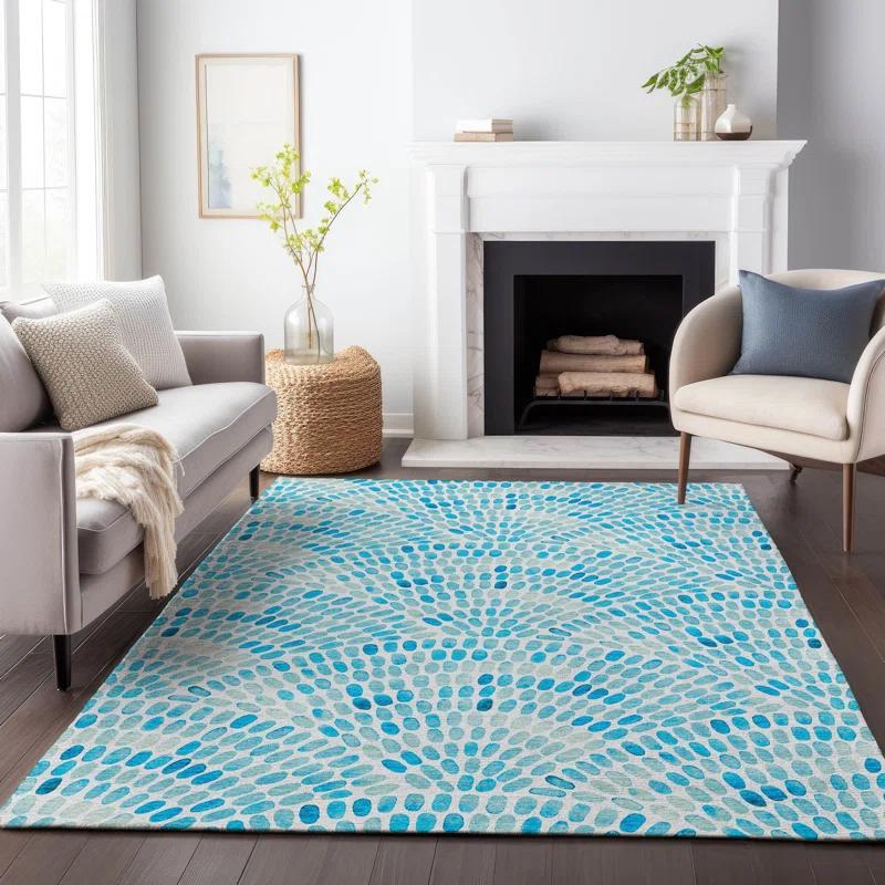 Premium Machine Washable Cerrito AMF186 Aqua Rug