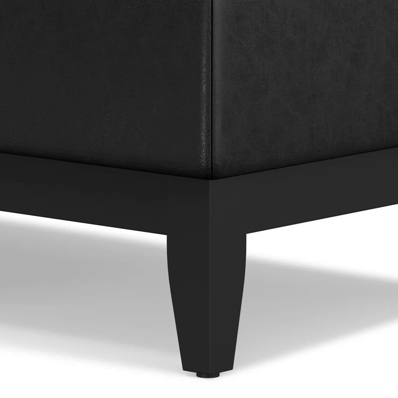 Simpli Home Oregon 42"W Upholstered Storage Ottoman Bench with Lift-Top Lid and Tray