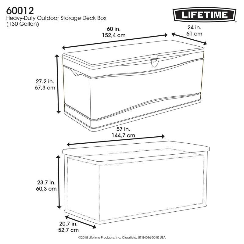 Lifetime Lifetime 60'' W 130 Gallons Water Resistant Polyethylene Plastic Lockable Deck Box