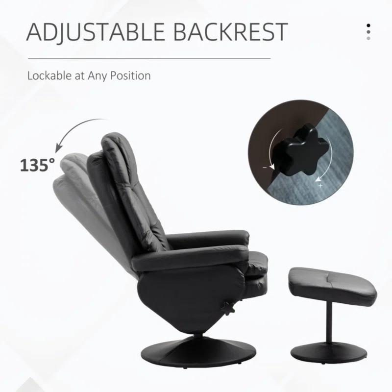 Faux Leather Recliner with Ottoman