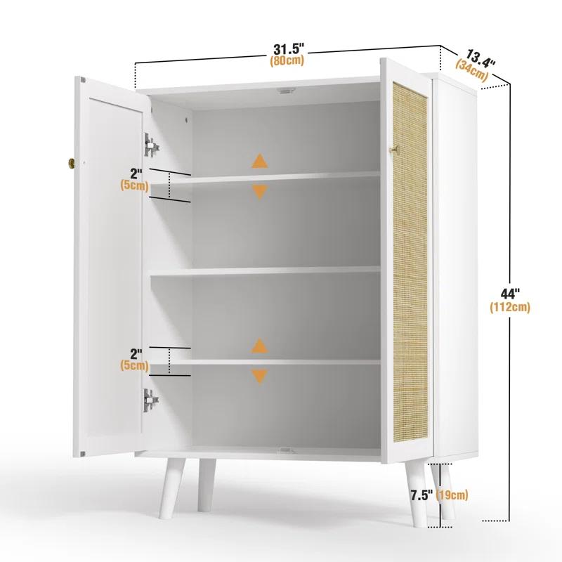 Ahlyssa 44'' Tall 2 - Door Rattan Accent Cabinet with Adjustable Shelves Storage Cabinet