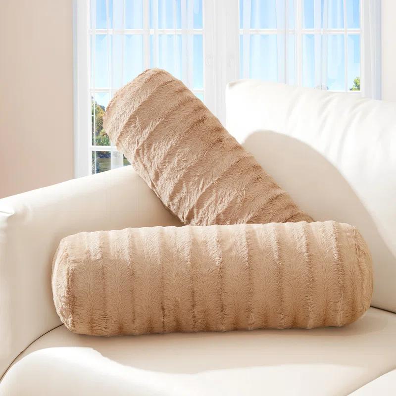 Cheer Collection Cheer Collection Faux Fur Bolster Pillow