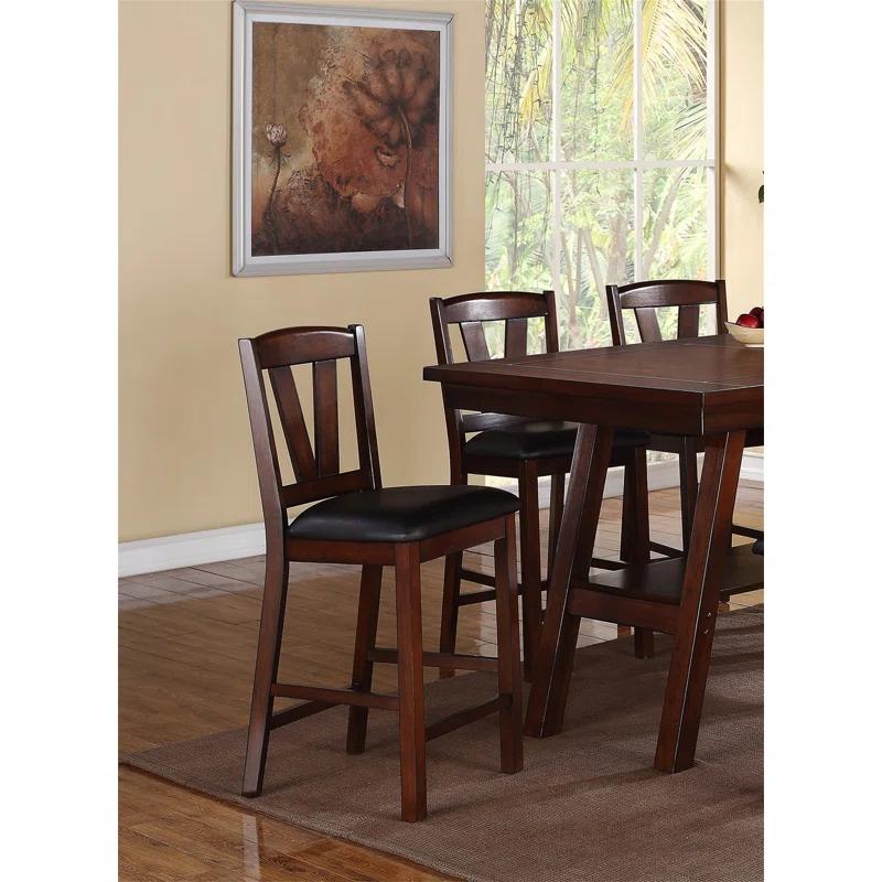 Dining Table 6X High Chairs 7Pcs Counter Height Dining Set Walnut Finish Dining Room Furniture Transitional Style,dining set,kitchen table and chairs