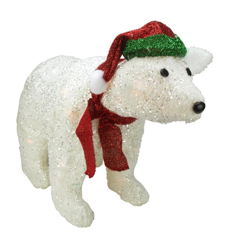 Northlight Seasonal 23" Pre-Lit White Glittered Polar Bear Outdoor Christmas Decoration