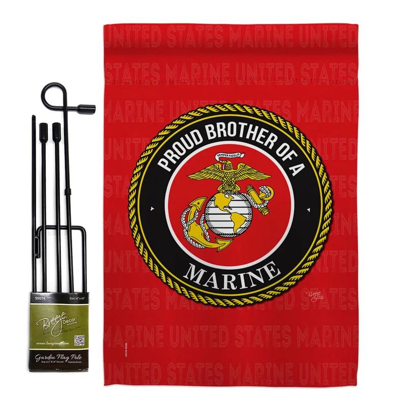 Breeze Decor G158518-BO Proud Dad Marines Garden Flag Armed Forces Marine Corps 13 x 18.5 in. Double-Sided Decorative Vertical Flags for House Decoration Banner Yard Gift