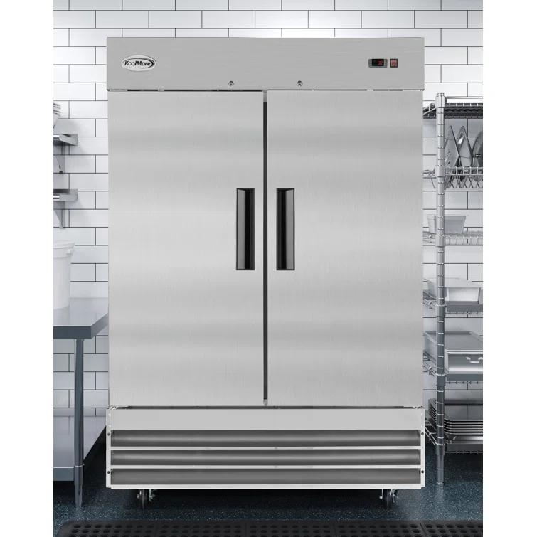 KoolMore 47 cu. ft. Commercial 2 Solid Door Reach In Refrigerator in Stainless Steel
