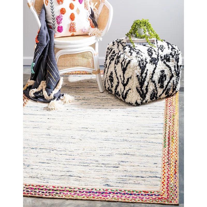 Gracie Oaks Elledge Hand Braided Jute Yellow/Natural/Gray Area Rug