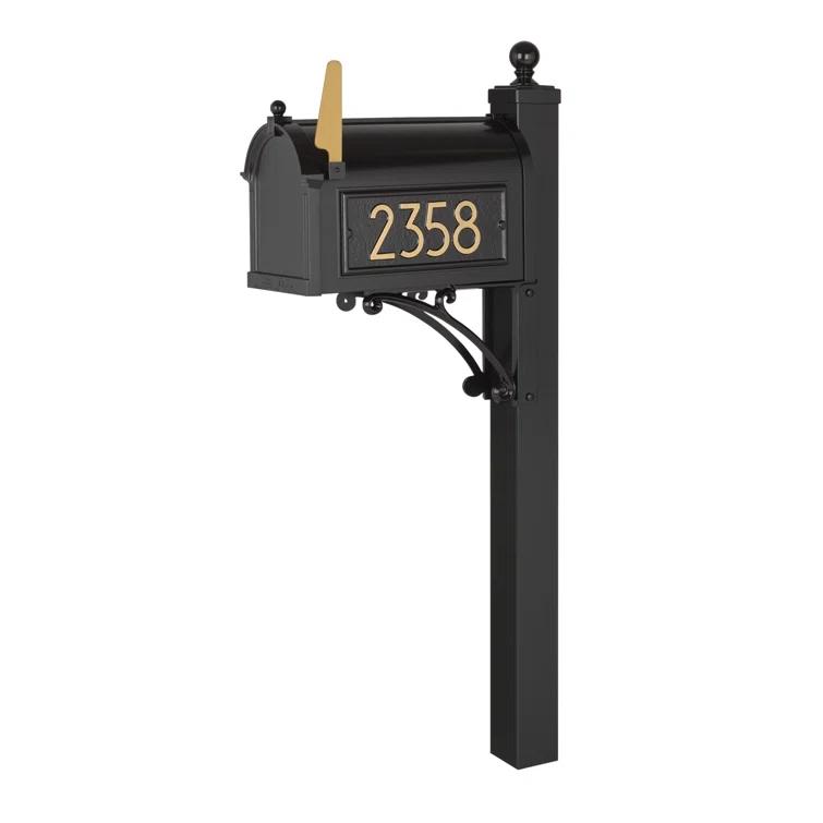 Extra Large Black and Gold Aluminum Post Mount Mailbox